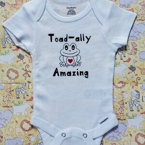 NEW Toad-ally Amazing Baby Bodysuit, Funny Animal Pun, 100% Cotton, Baby Shower